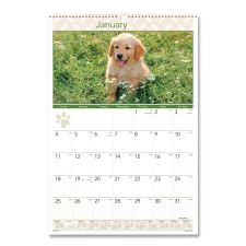 AT-A-GLANCE Puppies Monthly Wall Calendar, Puppies Photography, 15.5 x 22.75, White/Multicolor Sheets, 12-Month (Jan to Dec): 2026