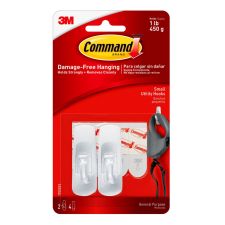 Command General Purpose Removable Plastic Hooks, Small, 1-Lb Capacity, Pack Of 2