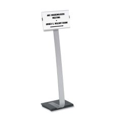 Durable Info Sign Duo Floor Sign Stand, 46 1/2"H x 11"W x 11 1/2"D, Black/Silver