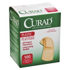 Medline Plastic Adhesive Bandages, 3/4" x 3", Neutral, Box Of 100