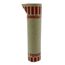 PAP-R Tubular Coin Wrappers - Total $0.50 in 50 Coins of 1 Denomination - Heavy Duty, Burst Resistant - Kraft - Red