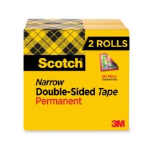 Scotch Double Sided Tape, Permanent, 2 Tape Rolls, 1/2 in x 900 in, Home Office Supplies and School Supplies for College and Classrooms