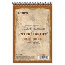 TOPS Second Nature Recycled Notepads, Gregg Rule, Brown Cover, 70 White 6 x 9 Sheets