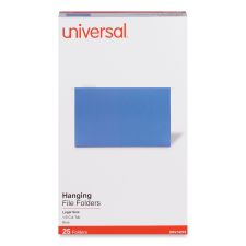 Universal Deluxe Bright Color Hanging File Folders, Legal Size, 1/5-Cut Tabs, Blue, 25/Box