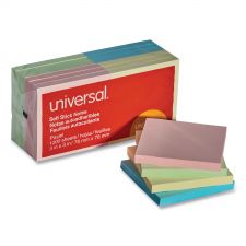 Universal Self-Stick Note Pads, 3" x 3", Assorted Pastel Colors, 100 Sheets/Pad, 12 Pads/Pack