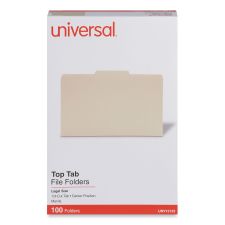 Universal Top Tab File Folders, 1/3-Cut Tabs: Center Position, Legal Size, 0.75" Expansion, Manila, 100/Box