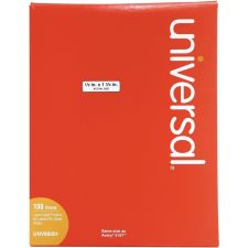 Universal White Labels, Inkjet/Laser Printers, 0.5 x 1.75, White, 80/Sheet, 100 Sheets/Box