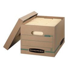 Bankers Box Stor/File Standard-Duty Storage Boxes, Letter/Legal Size, 15" x 12" x 10", Kraft/Green, Case Of 12 - 1277601