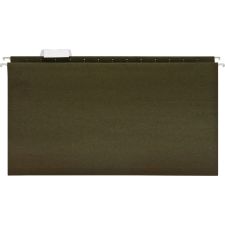 Business Source Hanging File Folders, Legal Size, 1/5 Tab Cut, Green, Box Of 25 Folders