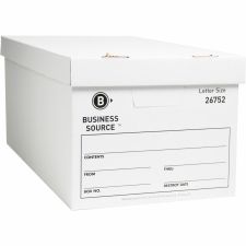 Business Source Light-Duty Storage Boxes With Lift-Off Lids, Letter Size, 12" x 24" x 10", White, Box Of 12