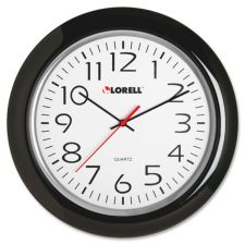 Lorell 13-1/4" Round Quartz Wall Clock, Black