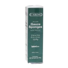 Medline CARING Woven Gauze Sponges, 12-Ply, 2" x 2", White, Box Of 200
