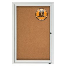 Quartet Enclosed Outdoor 1-Door Bulletin Board, 36" x 24", Aluminum Frame With Silver Finish