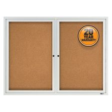 Quartet Enclosed Outdoor 2-Door Bulletin Board, 36" x 48", Aluminum Frame With Silver Finish