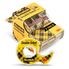 Scotch Double Sided Tape, Permanent, 3 Tape Rolls, 1/2 in x 250 in, Home Office Supplies and School Supplies for College and Classrooms