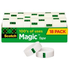Scotch Magic Tape, Invisible, 18 Tape Rolls, 3/4 in x 1000 in, Home Office Supplies and School Supplies for College and Classrooms
