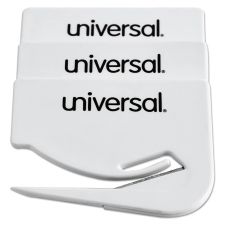 Universal Letter Slitter Steel Hand Letter Openers With Concealed Blade, 2 1/2", White, Pack Of 3