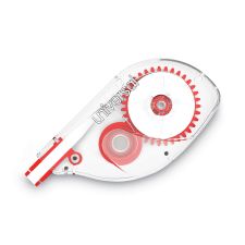 Universal Side-Application Correction Tape, Non-Refillable, 0.2" x 32.75 ft, White Tape, Clear/Red Dispenser, 6/Pack