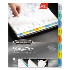 Wilson Jones View-Tab Paper Index Dividers, 8-Tab, 11 x 8.5, White, 1 Set