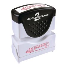 AccuStamp2 Pre-Inked Message Stamp, "Faxed", Red/Blue