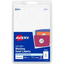 Avery Printable Mailing Seals, 1.5" dia, White, 6/Sheet, 40 Sheets/Pack