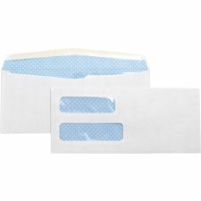 Business Source No. 10 Double-Window Invoice Envelopes - Double Window - #10 - 9 1/2"x 4 1/8" - 24 lb - Gummed - White - Wove - 500 / Box - 36694
