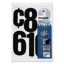 Chartpak Press-On Vinyl Self-Adhesive Numbers, 6" Tall, Black Characters, 21/Pack