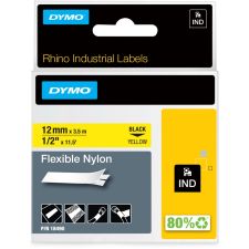 DYMO Rhino Flexible Nylon Labels, DYM18490, 1/2"W x 11 1/2 ft Length, Direct Thermal, Yellow, Nylon