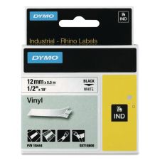 Dymo Rhino Industrial Vinyl Labels, 1/2" x 18-1/16', White/Black