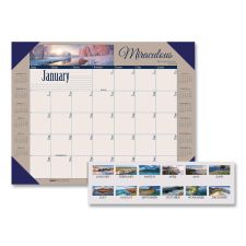 House of Doolittle Earthscapes Recycled Monthly Desk Pad Calendar, Motivational Photos, 22 x 17, Blue Binding/Corners, 12-Month (Jan-Dec): 2026