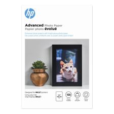 HP Advanced Photo Paper for Inkjet Printers, Glossy, 4" x 6", 66 Lb, Pack Of 100 Sheets (Q6638A)