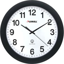 Lorell 12" Round Radio Controlled Wall Clock, Black