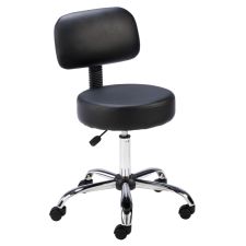 Lorell 16" Round Seat Pneumatic-Lift Stool with Back