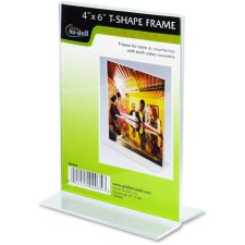 Nu-Dell Double-sided Sign Holder, 4"W x 6"H, Rectangular Shape, Double-sided, Self-standing, Plastic, Clear