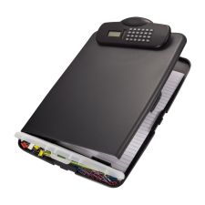 Officemate Slim Form Holder Storage Clipboard Box With Calculator, Charcoal