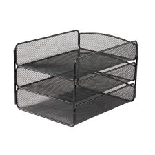 Safco Onyx Cubicle Panel Triple Letter Tray, 9 1/4" x 11 3/4" x 8", Black