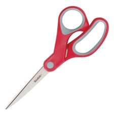 Scotch Multi-Purpose Scissors, 7" Long, 3.38" Cut Length, Straight Gray/Red Handle