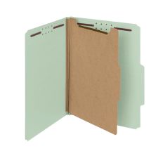 Smead Pressboard Classification Folders, 1 Divider, Letter Size, 100% Recycled, Gray/Green, Box Of 10