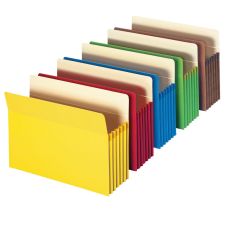 Smead Top-Tab Expanding File Pockets, Letter Size, 5 1/4" Expansion, Assorted Colors, Pack Of 5