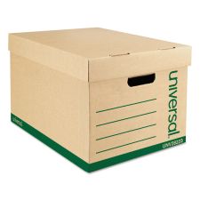 Universal Recycled Medium-Duty Record Storage Box, Letter/Legal Files, Kraft/Green, 12/Carton