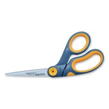 Westcott Non-Stick Titanium Bonded Scissors, 8" Long, 3.25" Cut Length, Crane-Style Gray/Yellow Handle