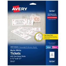 Avery Event Tickets with Tear-Away Stubs for Laser and Inkjet Printers, 1" x 5"