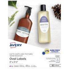 Avery Textured Printable Blank Labels, 22829, Oval, 2" x 3-1/3", White, Pack Of 80 Customizable Labels