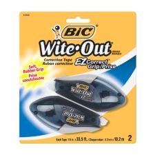 BIC Wite-Out EZ CORRECT Grip Correction Tape - 33.50 ft Tape Length - 1 Line(s) - White Tape - Rubber Grip - White - 2 / Pack