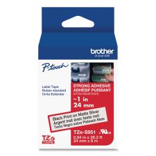 Brother P-Touch TZ Extra-Strength Adhesive Laminated Labeling Tape, 0.94" x 26.2 ft, Black on Matte Silver