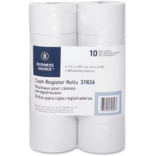 Business Source 1-Ply 155' Adding Machine Paper Rolls - 1 3/4" x 155 ft - Sustainable Forestry Initiative (SFI) - Lint-free - White - 10 / Pack