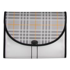C-Line Plaid Design Expanding Files, 1.5" Expansion, 13 Sections, Cord/Hook Closure, 1/6-Cut Tabs, Letter Size, Gray Plaid