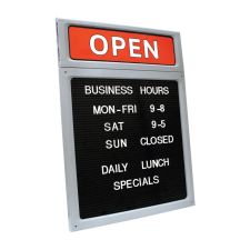 Cosco Upscale "Open/Closed" Letterboard Sign, 20"H x 15"W, Black/Red/White