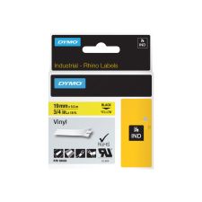 DYMO Colored Industrial Rhino Vinyl Labels, 3/4"W x 18 3/64'L , Rectangle, Black on Yellow