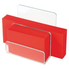 Lorell Acrylic Mini File Sorter, 7 5/16"W x 8 1/8"D x 8 5/16"H, Clear/Green Edge